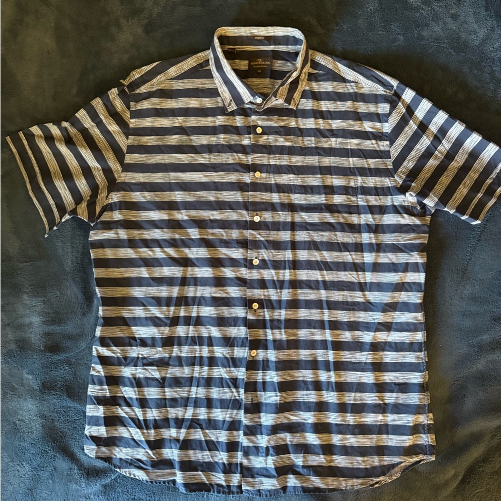 Ross & Gunn Men's Blue Striped Shirt